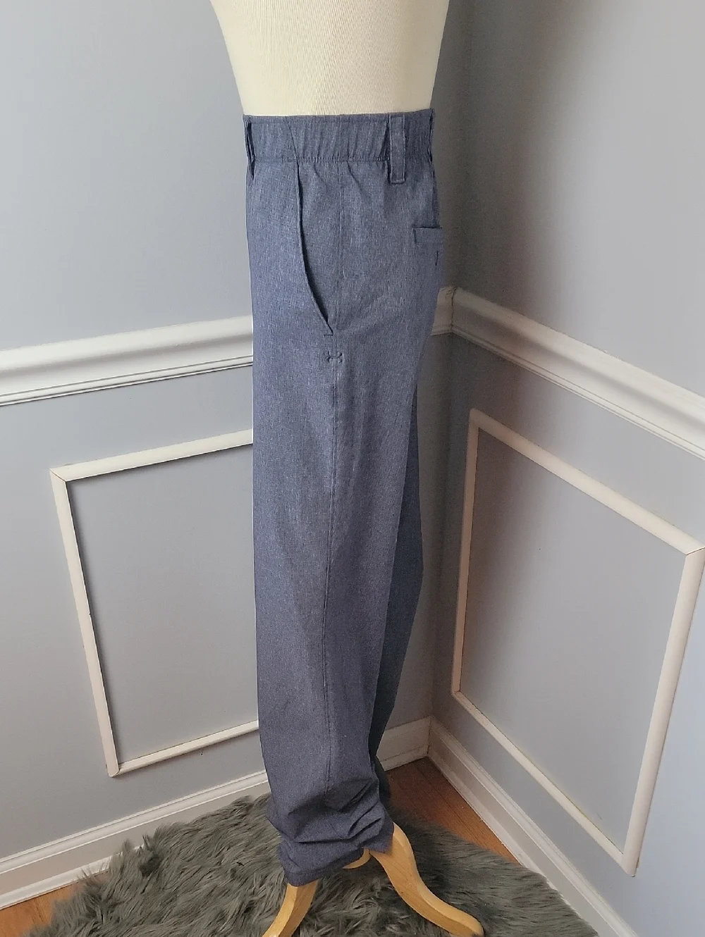 UNDER AMOUR Match Play Men's Blue Gray Loose Fit Preppy Vented‎ Golf Pants 42/36